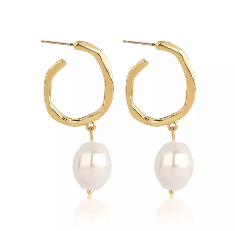 14K Matte Gold Plated Pearl Earrings Series - 1A4-GPSE055